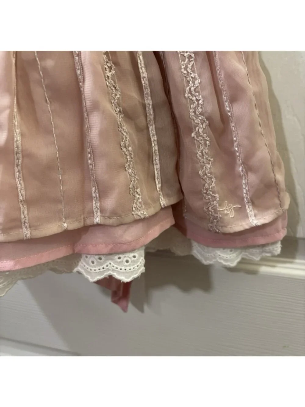 Love And Grow Pink Layered Dress Smocking Back Bow Tie Size 4T